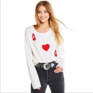 Wildfox Ace of Hearts Claude Distressed Sweater